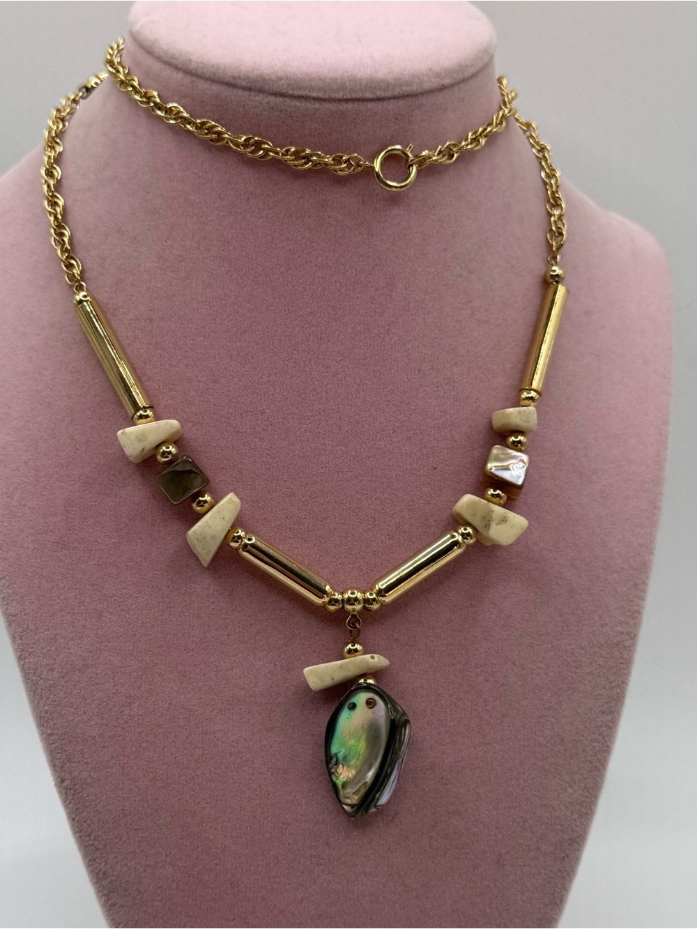 Gold Abalone Pendant Necklace - Women Jewelry